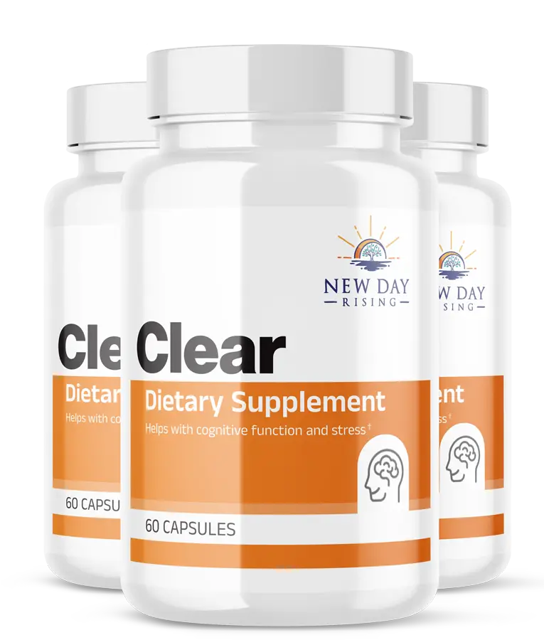Clear dietary supplement bottle