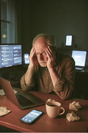 Stressed man at desk